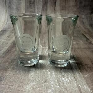 Set of 2 Jose Cuervo 1800 Etched 2 7/8" Clear Shot Glasses "Cuervo 1800"